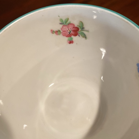 Schumann Bavaria Germany Us Zone Wild Flowers Green Rim Porcelain Teacup Saucer - Picture 9 of 14